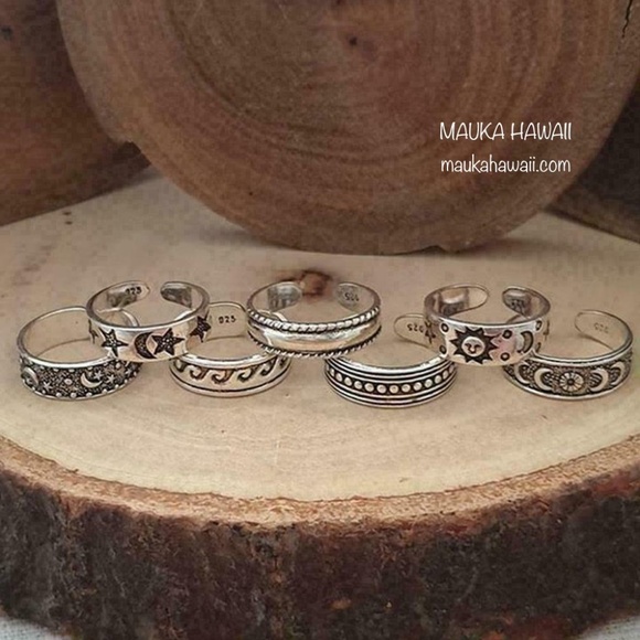 7 Pcs Toe Ring Set Adjustable Toe Rings Mid Rings New & Sealed! - Picture 11 of 12